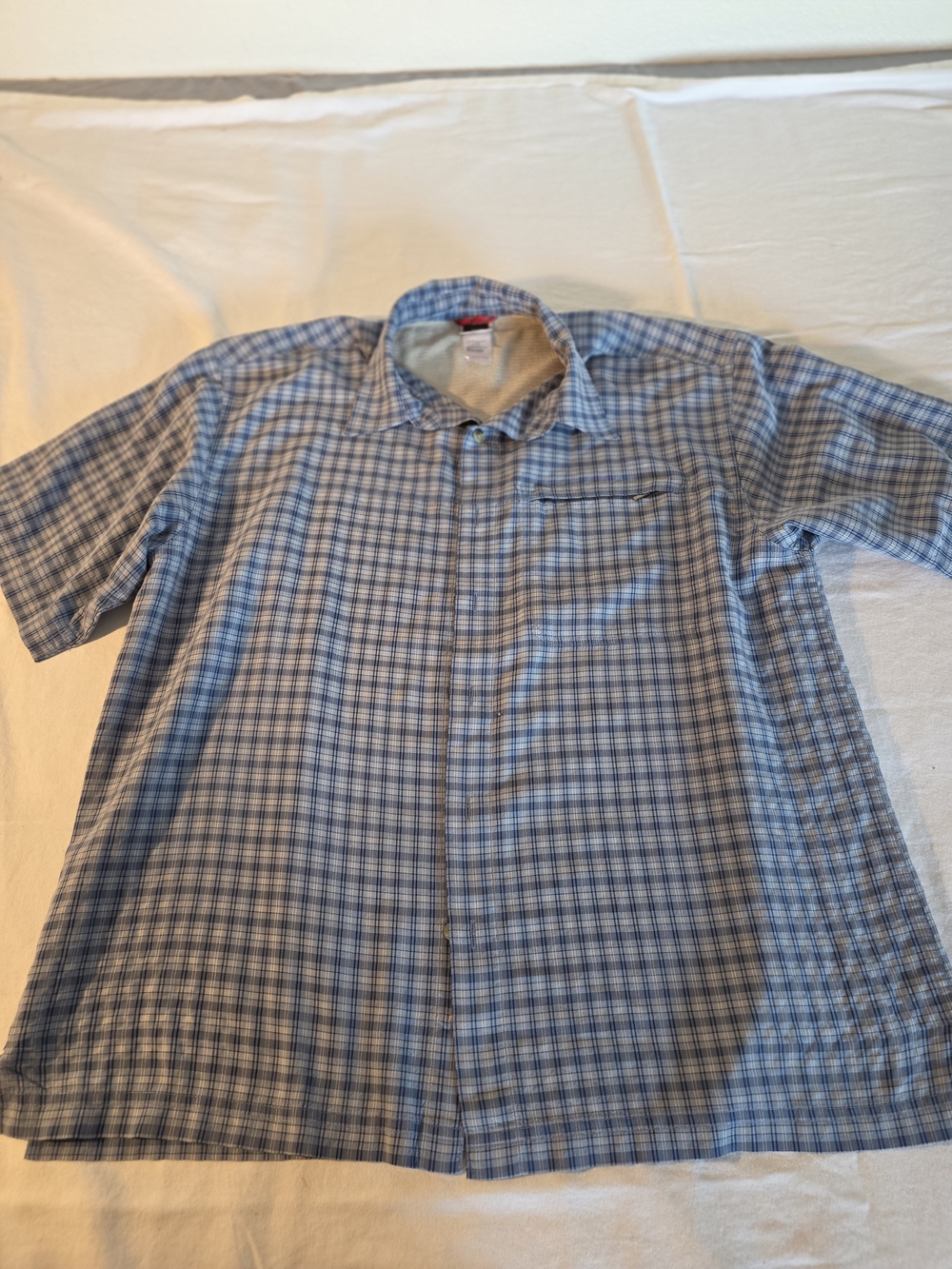 The North Face Blue Plaid Short-Sleeve Button-Up Shirt